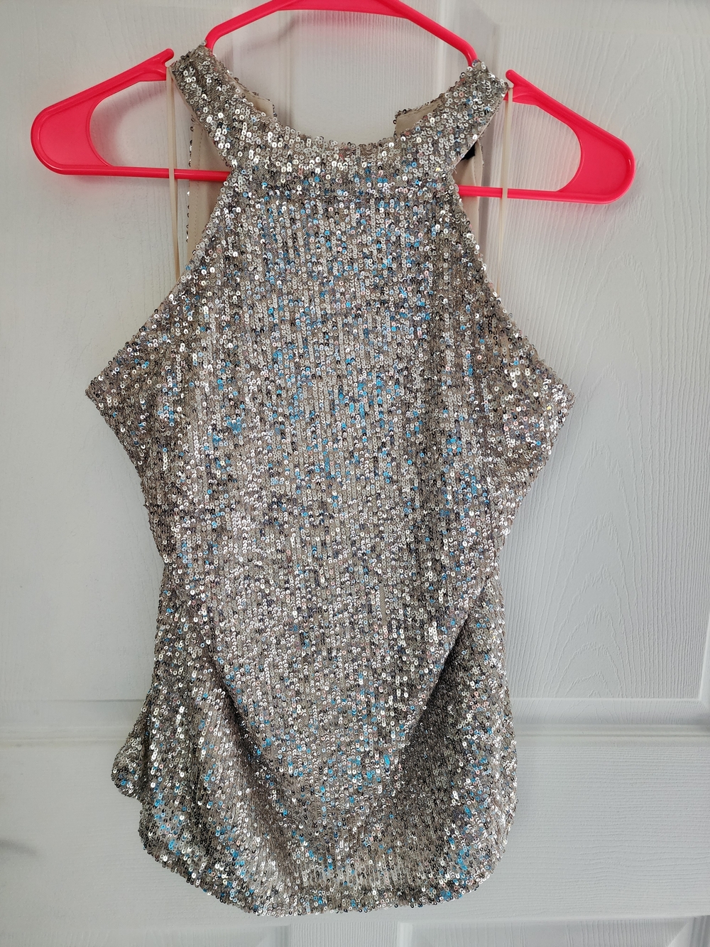 Silver Sequin Sleeveless Top